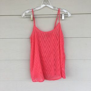 Electric Coral Forever 21 Chevron Tank Top